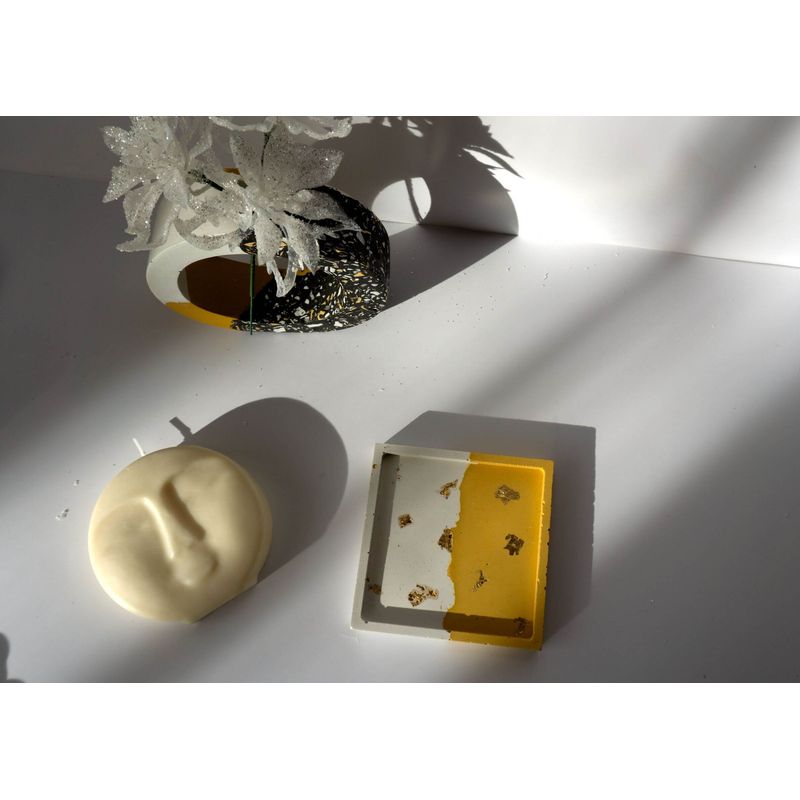 Casa si Gradina/Decoratiuni/Obiecte decorative/Accesorii decorative - Suport patrat DUO gold alb crem - Infinity.ro