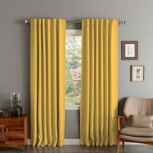 Draperie din catifea cu rejansa transparenta cu ate pentru galerie, Madison, 200x220 cm, densitate 700 g/ml, Lemon, 1 buc