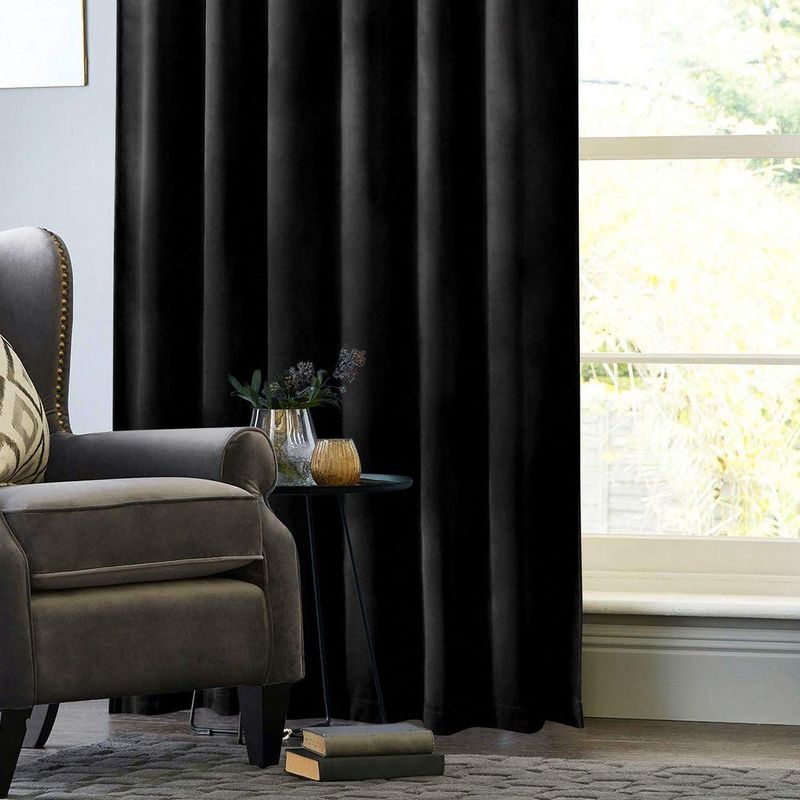 Casa si Gradina - Textile si covoare - Perdele si draperii - Draperii - Draperie din catifea cu rejansa transparenta cu ate pentru galerie, Madison, 200x230 cm, densitate 700 g/ml, Negru, 1 buc - Infinity.ro