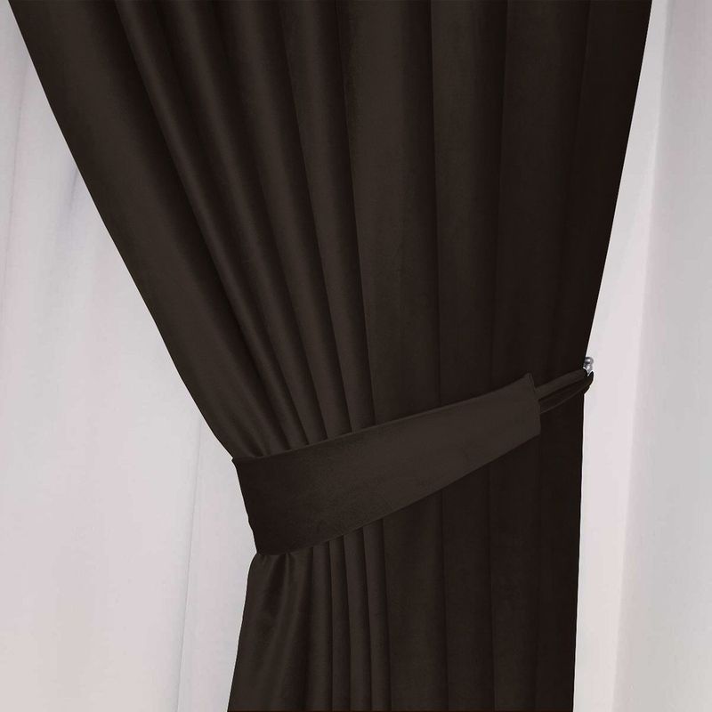 Casa si Gradina - Textile si covoare - Perdele si draperii - Draperii - Set draperii din catifea cu rejansa transparenta cu ate pentru galerie, Madison, 200x230 cm, densitate 700 g/ml, Maro inchis, 2 buc - Infinity.ro