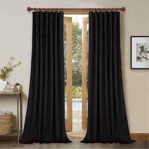 Draperie din catifea cu rejansa din bumbac tip fagure, Madison, 150x250 cm, densitate 700 g/ml, Negru, 1 buc