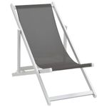 Casa si Gradina - Gradina si terasa - Mobilier exterior - Scaune si sezlonguri gradina - Scaune pliante de plaja, 2 buc., gri, aluminiu si textilena - Infinity.ro