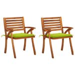Casa si Gradina - Gradina si terasa - Mobilier exterior - Scaune si sezlonguri gradina - Scaune mobilier de gradina cu perne, 2 buc., lemn masiv acacia, verde - Infinity.ro