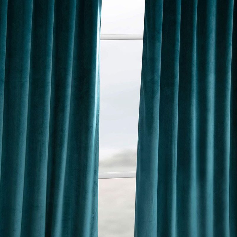 Casa si Gradina - Textile si covoare - Perdele si draperii - Draperii - Set draperii din catifea cu rejansa din bumbac tip fagure, Madison, 250x260 cm, densitate 700 g/ml, Turcoaz, 2 buc - Infinity.ro