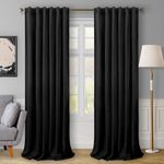 Casa si Gradina - Textile si covoare - Perdele si draperii - Draperii - Set draperii din catifea cu rejansa transparenta cu ate pentru galerie, Madison, 250x210 cm, densitate 700 g/ml, Negru, 2 buc - Infinity.ro