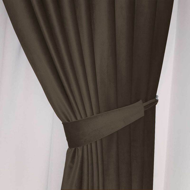 Casa si Gradina - Textile si covoare - Perdele si draperii - Draperii - Draperie din catifea cu rejansa transparenta cu ate pentru galerie, Madison, 150x220 cm, densitate 700 g/ml, Wood brown, 1 buc - Infinity.ro