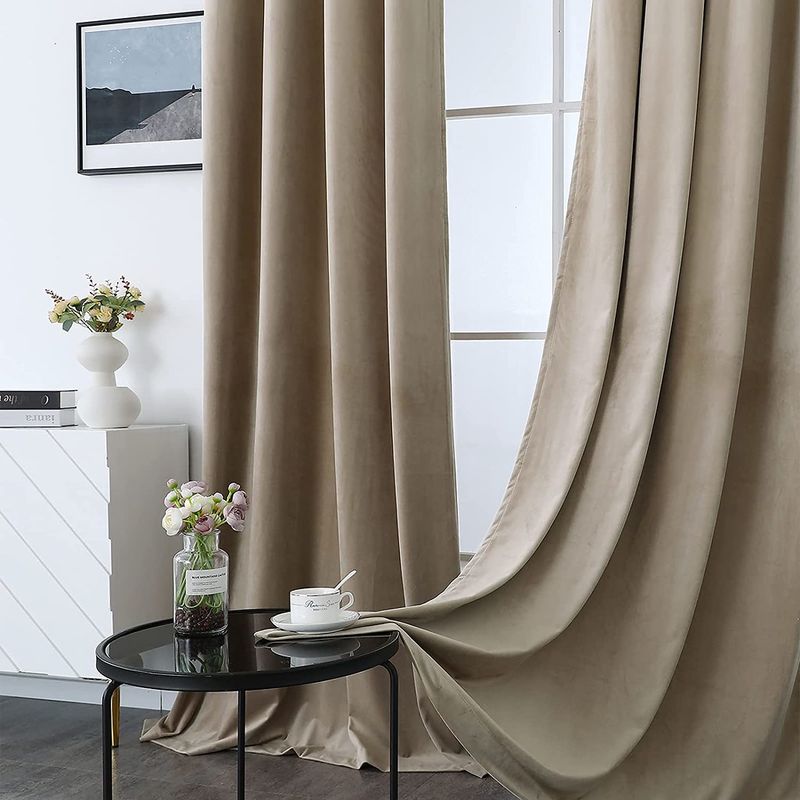 Casa si Gradina - Textile si covoare - Perdele si draperii - Draperii - Draperie din catifea cu rejansa din bumbac tip fagure, Madison, 150x220 cm, densitate 700 g/ml, Bej, 1 buc - Infinity.ro