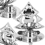 Casa si Gradina - Decoratiuni - Decoratiuni de sezon - Decoratiune de Craciun tip suport lumanare, model brad cu ren, 10 x 9 x 7 cm, metal, argintiu - Infinity.ro