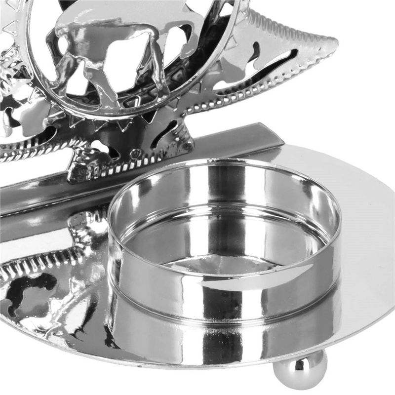 Casa si Gradina - Decoratiuni - Decoratiuni de sezon - Decoratiune de Craciun tip suport lumanare, model brad cu ren, 10 x 9 x 7 cm, metal, argintiu - Infinity.ro