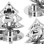 Casa si Gradina - Decoratiuni - Decoratiuni de sezon - Decoratiune de Craciun tip suport lumanare, model brad cu ren, 10 x 9 x 7 cm, metal, argintiu - Infinity.ro