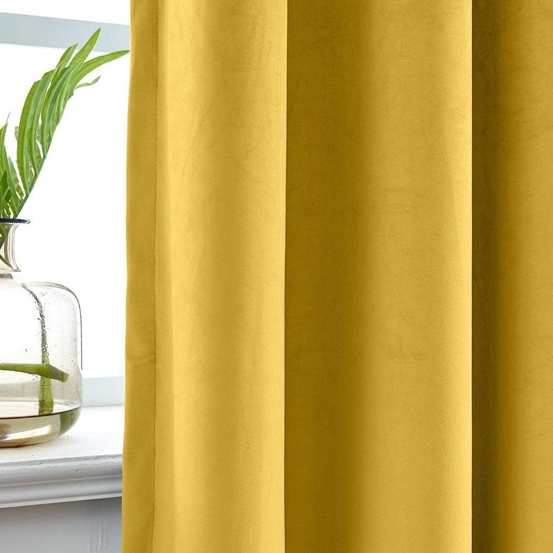 Casa si Gradina - Textile si covoare - Perdele si draperii - Draperii - Set draperii din catifea cu rejansa transparenta cu ate pentru galerie, Madison, 250x230 cm, densitate 700 g/ml, Lemon, 2 buc - Infinity.ro