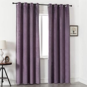 Draperie din catifea cu inele crom, Madison, 250x235 cm, densitate 700 g/ml, Mauve, 1 buc