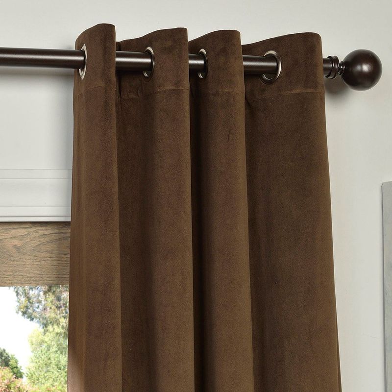 Casa si Gradina - Textile si covoare - Perdele si draperii - Draperii - Draperie din catifea cu inele negre, Madison, 200x245 cm, densitate 700 g/ml, Dark chocolate, 1 buc - Infinity.ro