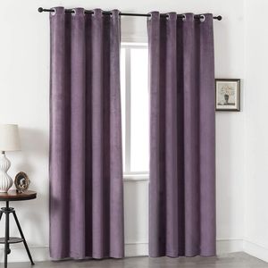 Draperie din catifea cu inele argintii, Madison, 200x250 cm, densitate 700 g/ml, Mauve, 1 buc