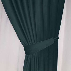 Set draperii din catifea cu inele negre, Madison, 250x250 cm, densitate 700 g/ml, Denim, 2 buc