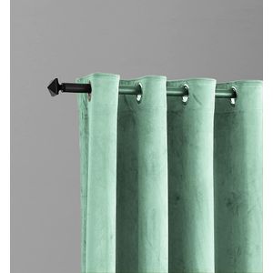 Draperie din catifea cu inele crom, Madison, 250x220 cm, densitate 700 g/ml, Sage Green, 1 buc