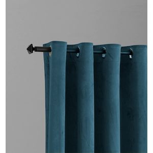 Draperie din catifea cu inele negre, Madison, 250x250 cm, densitate 700 g/ml, Turcoaz, 1 buc