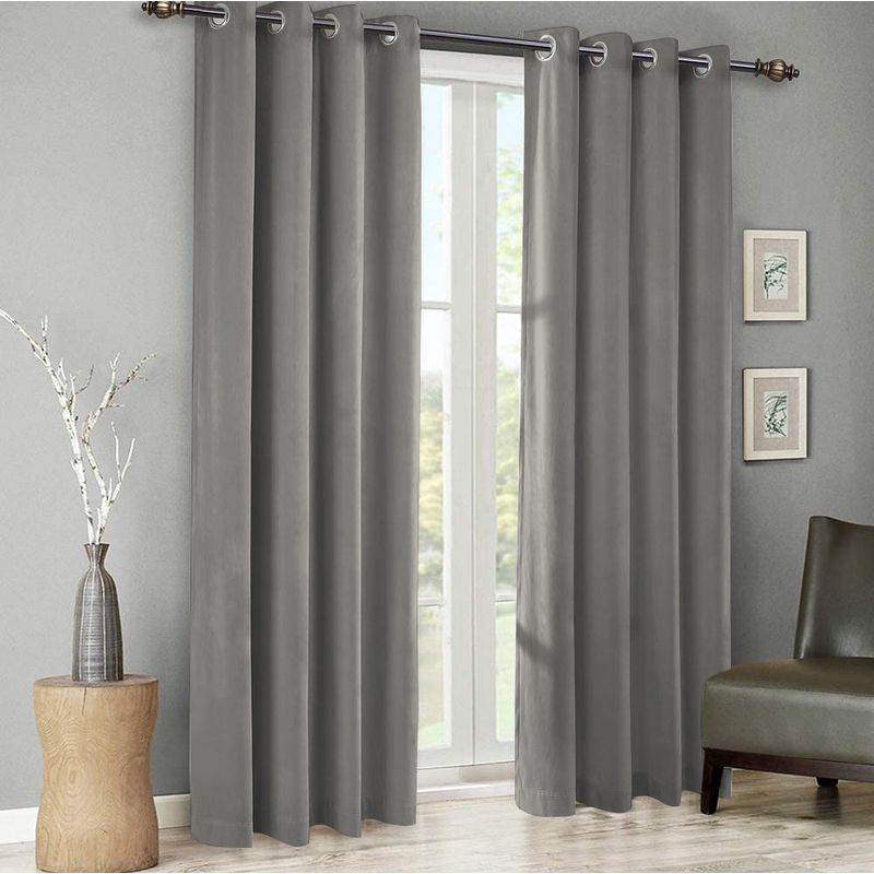 Casa si Gradina - Textile si covoare - Perdele si draperii - Draperii - Set draperii din catifea cu inele argintii, Madison, 200x235 cm, densitate 700 g/ml, Lead, 2 buc - Infinity.ro