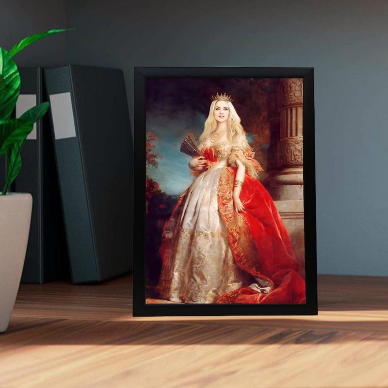 Casa si Gradina - Decoratiuni - Tablouri - Portret personalizat, Regina in rochie rosie, 29.7 x 42 cm - Infinity.ro