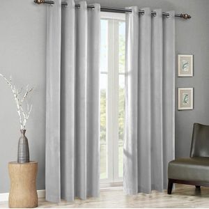 Draperie din catifea cu inele crom, Madison, 250x245 cm, densitate 700 g/ml, Cloud, 1 buc