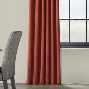 Set draperii din catifea cu inele argintii, Madison, 200x230 cm, densitate 700 g/ml, Spice orange, 2 buc