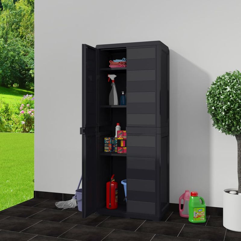 Casa si Gradina - Gradina si terasa - Mobilier exterior - Dulapuri si lazi depozitare exterior - Dulap de depozitare pentru gradina cu 3 rafturi negru, - Infinity.ro