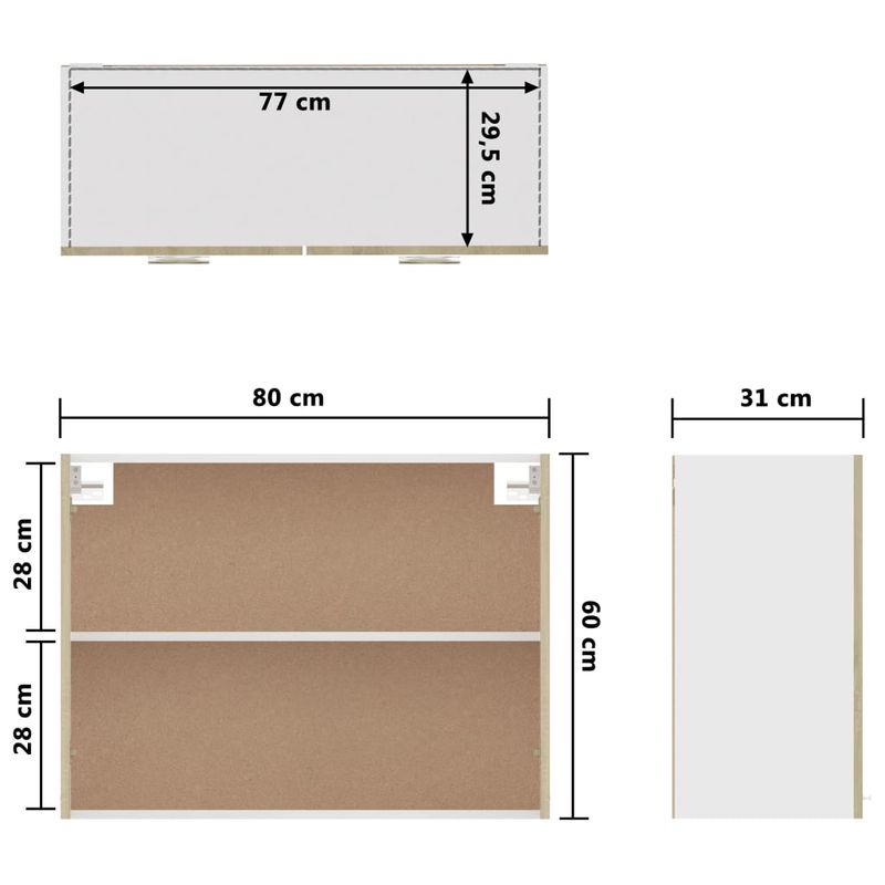 Casa si Gradina - Mobilier - Dulapuri si sifoniere - Dulapuri - Dulap suspendat stejar sonoma 80 x 31 x 60 cm pal - Infinity.ro