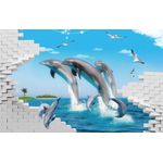 Casa si Gradina - Decoratiuni - Tablouri - Tablou canvas - 3d delfini in apa, 75x50 cm - Infinity.ro