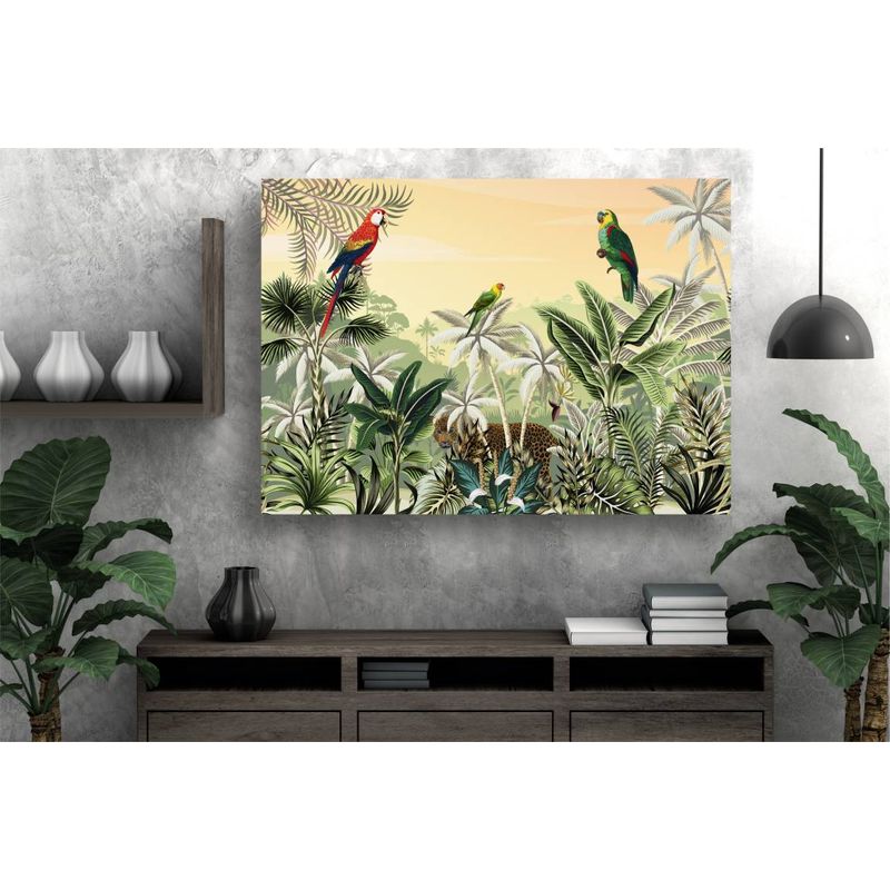 Casa si Gradina - Decoratiuni - Tablouri - Tablou canvas - Papagali in natura abstract, 100x70 cm - Infinity.ro