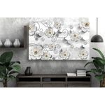 Casa si Gradina - Decoratiuni - Tablouri - Tablou canvas - Abstract flori albe pe argintiu, 75x50 cm - Infinity.ro