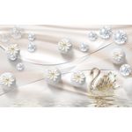 Casa si Gradina - Decoratiuni - Tablouri - Tablou canvas - Abstract flori albe cu diamante, 50x35 cm - Infinity.ro