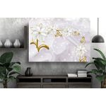 Casa si Gradina - Decoratiuni - Tablouri - Tablou canvas - Flori albe cu radacini aurii, 100x70 cm - Infinity.ro
