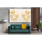 Casa si Gradina - Decoratiuni - Tablouri - Tablou canvas - Abstract flori aurii cu perle albe, 100x70 cm - Infinity.ro