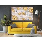 Casa si Gradina - Decoratiuni - Tablouri - Tablou canvas - Abstract flori aurii cu fluturi, 100x70 cm - Infinity.ro