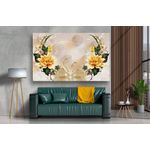 Casa si Gradina - Decoratiuni - Tablouri - Tablou canvas - Abstract flori aurii si lebede din portelan, 90x50 cm - Infinity.ro