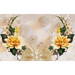 Casa si Gradina - Decoratiuni - Tablouri - Tablou canvas - Abstract flori aurii si lebede din portelan, 90x50 cm - Infinity.ro