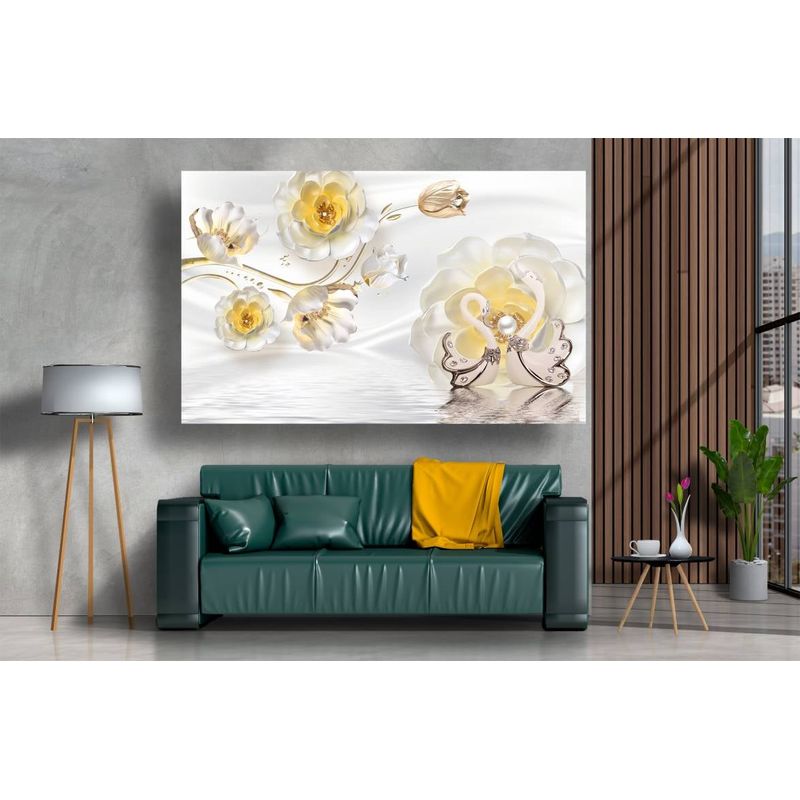 Casa si Gradina - Decoratiuni - Tablouri - Tablou canvas - Abstract flori si lebede, 50x35 cm - Infinity.ro