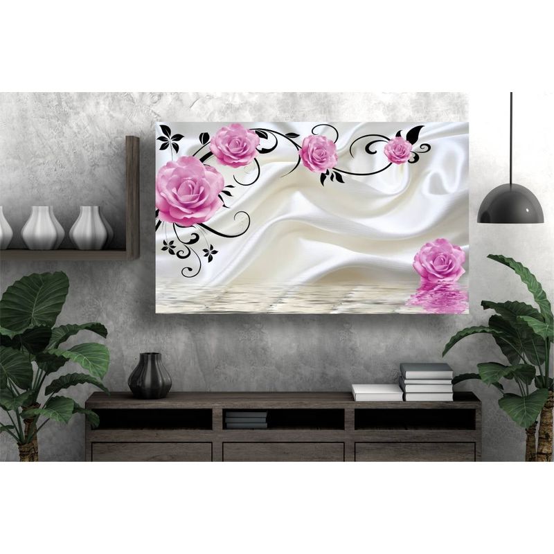 Casa si Gradina - Decoratiuni - Tablouri - Tablou canvas - Flori roz abstracte, 50x35 cm - Infinity.ro