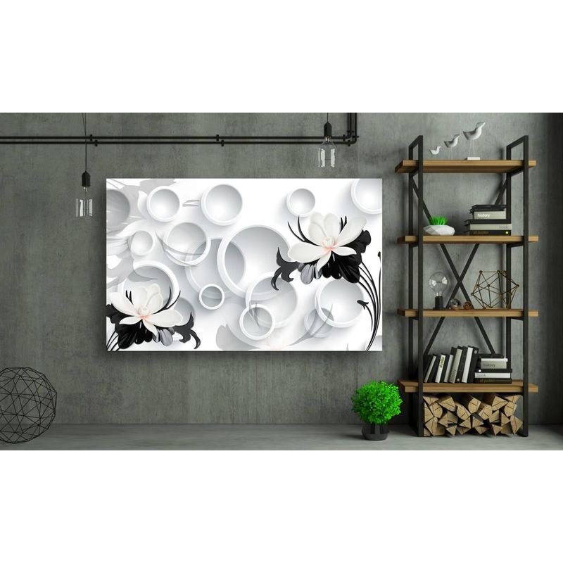 Casa si Gradina - Decoratiuni - Tablouri - Tablou canvas - Flori abstracte alb negre, 90x50 cm - Infinity.ro