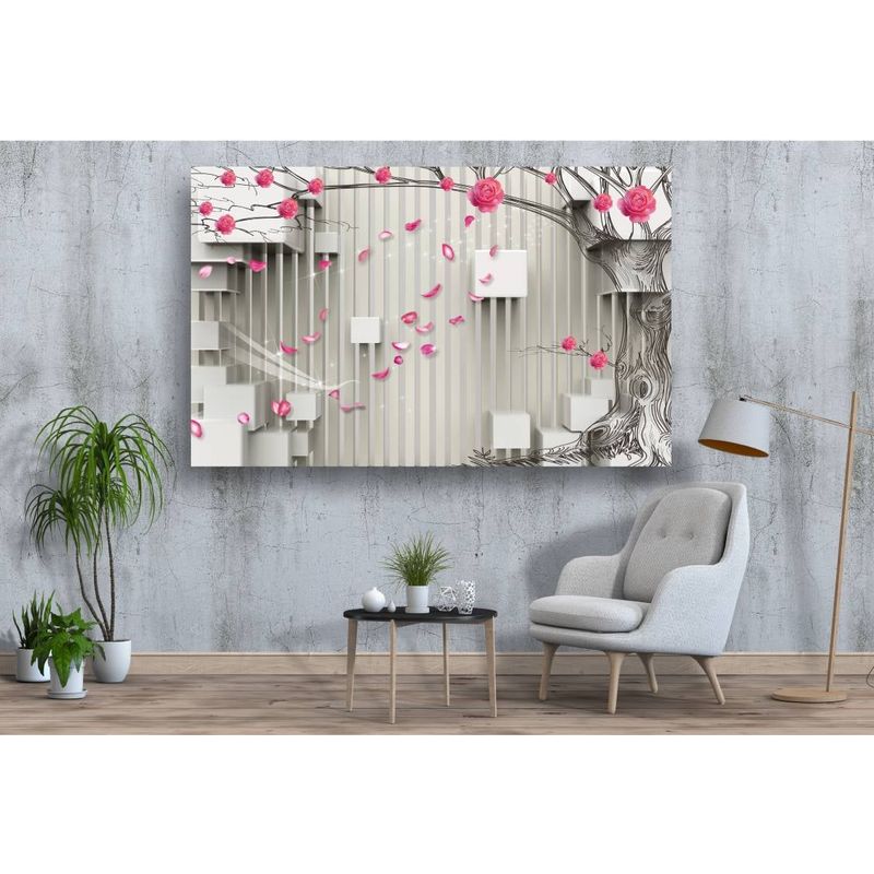 Casa si Gradina - Decoratiuni - Tablouri - Tablou canvas - Copac si flori abstracte, 90x50 cm - Infinity.ro
