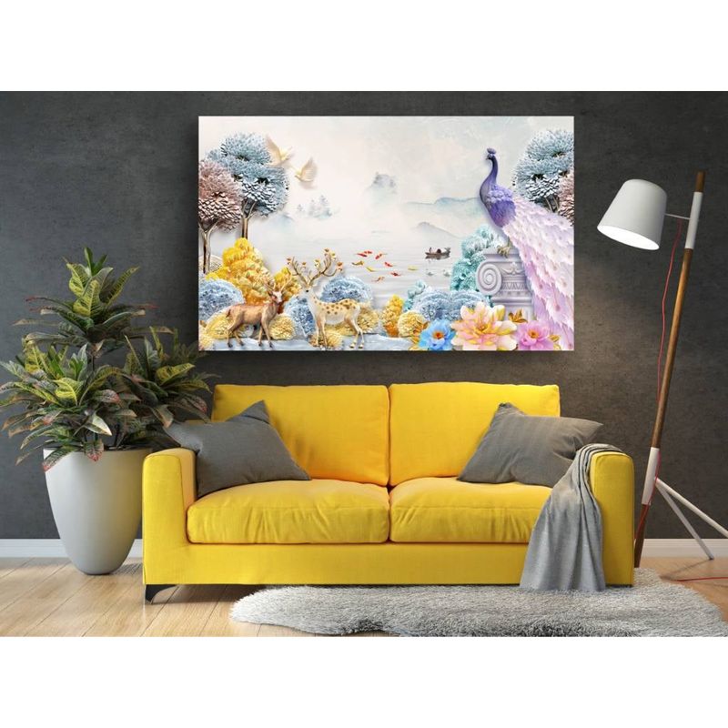 Casa si Gradina - Decoratiuni - Tablouri - Tablou canvas - Animale in padure abstract, 75x50 cm - Infinity.ro