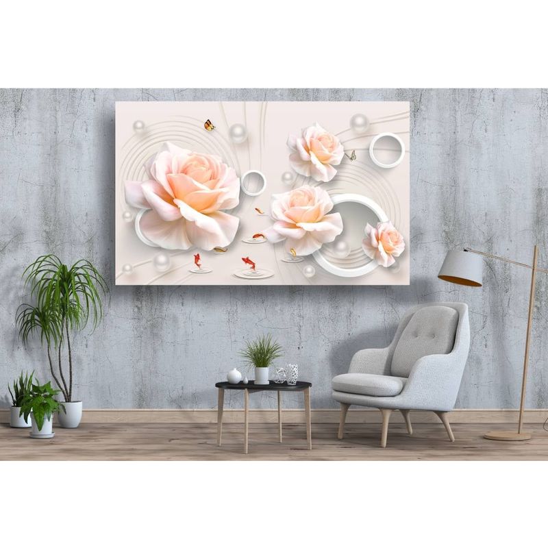 Casa si Gradina - Decoratiuni - Tablouri - Tablou canvas - Abstract flori roz si pesti, 100x70 cm - Infinity.ro