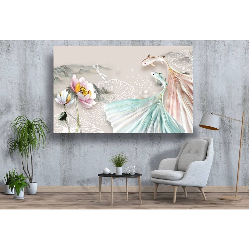 Casa si Gradina - Decoratiuni - Tablouri - Tablou canvas - Pesti si flori abstract, 50x35 cm - Infinity.ro