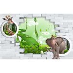 Casa si Gradina - Decoratiuni - Tablouri - Tablou canvas - 3d girafa si elefantul, 90x50 cm - Infinity.ro