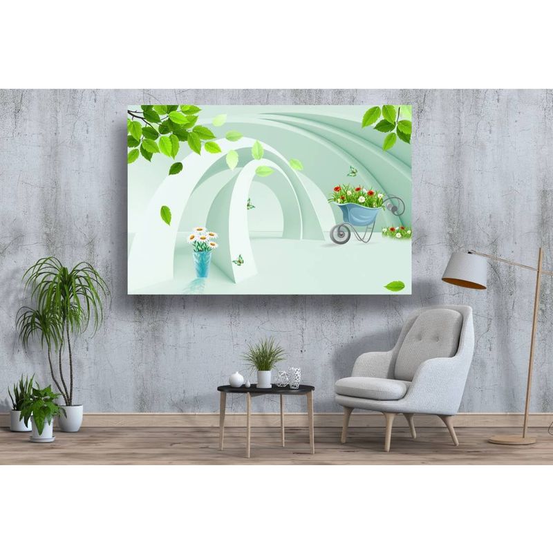 Casa si Gradina - Decoratiuni - Tablouri - Tablou canvas - Roaba si flori, 90x50 cm - Infinity.ro