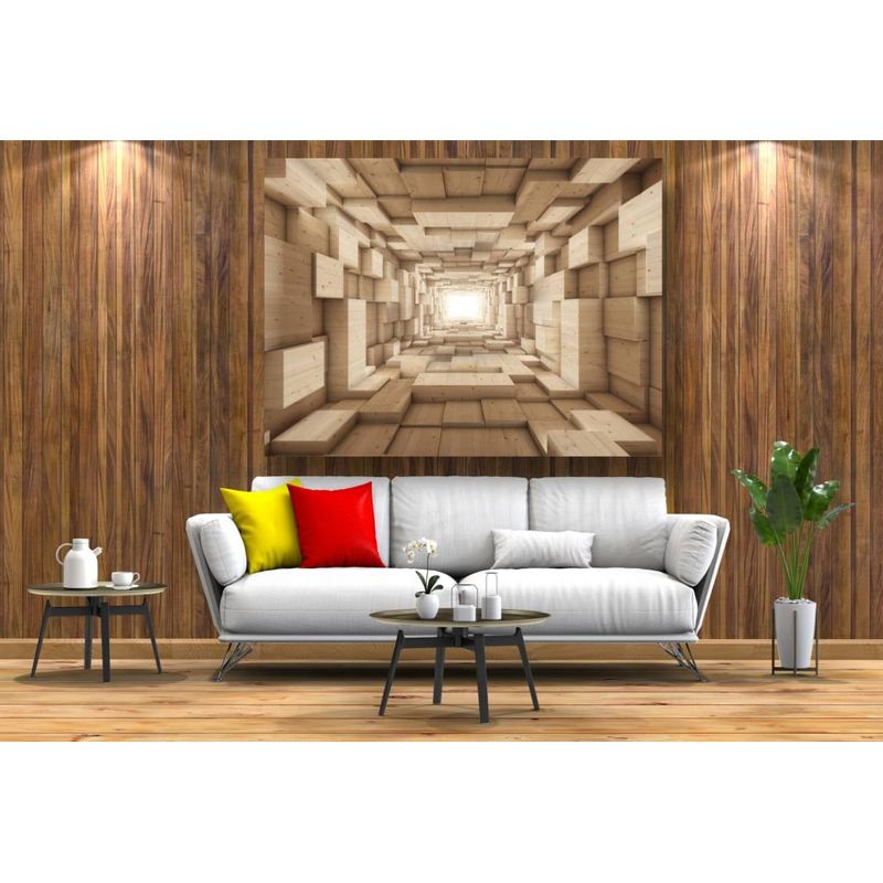 Casa si Gradina - Decoratiuni - Tablouri - Tablou canvas - Model 3d abstract tunel lemn, 50x35 cm - Infinity.ro
