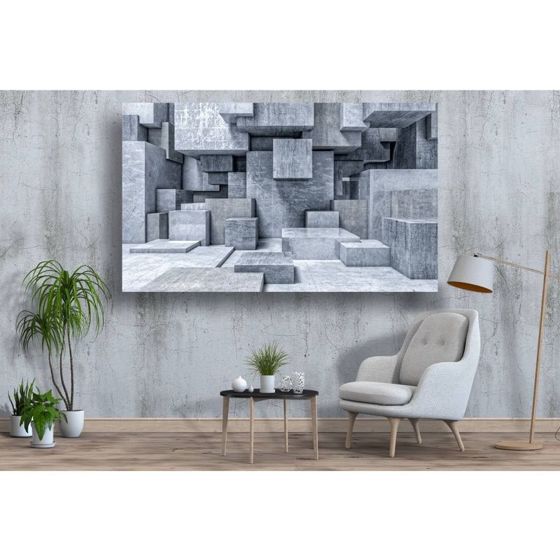 Casa si Gradina - Decoratiuni - Tablouri - Tablou canvas - Model 3d abstract patrate din piatra, 90x50 cm - Infinity.ro