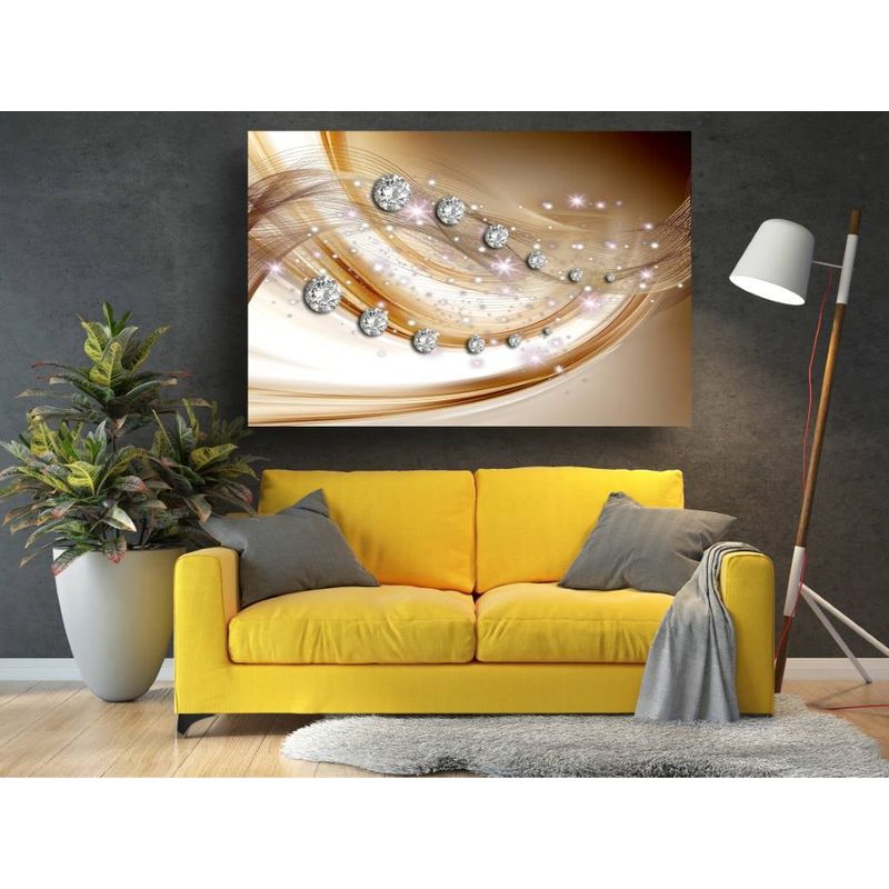 Casa si Gradina - Decoratiuni - Tablouri - Tablou canvas - Model 3d abstract linii aurii, 90x50 cm - Infinity.ro