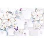 Casa si Gradina - Decoratiuni - Tablouri - Tablou canvas - Abstract flori albe cu fluturi, 50x35 cm - Infinity.ro