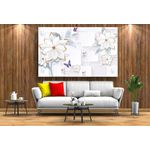 Casa si Gradina - Decoratiuni - Tablouri - Tablou canvas - Abstract flori albe cu fluturi, 50x35 cm - Infinity.ro